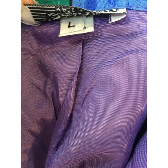 Vintage 80s Womens Blazer Vibrant Colorful Busy Print Shoulder Pads Size Large - Picture 10 of 10